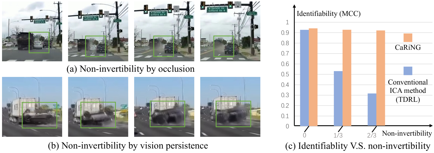 CaRiNG: Learning Temporal Causal Representation under Non-Invertible Generation Process