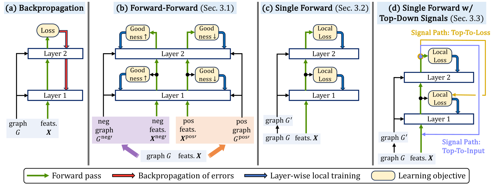 Forward Learning of Graph Neural Networks