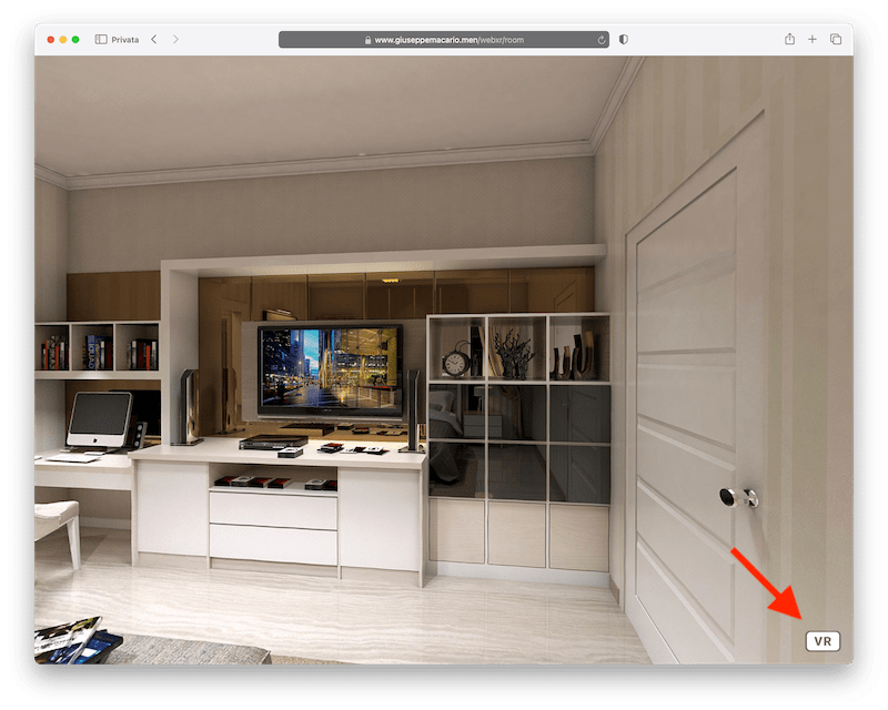 360° photorealistic view of a bedroom