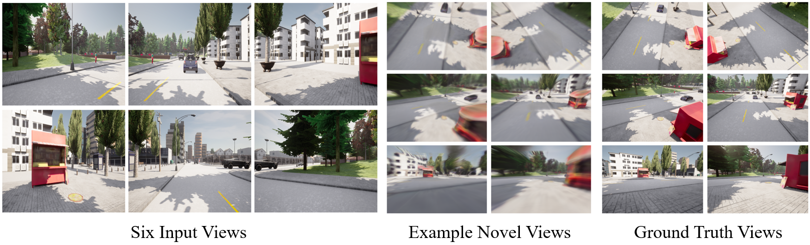 6Img-to-3D: Few-Image Large-Scale Outdoor Driving Scene Reconstruction
