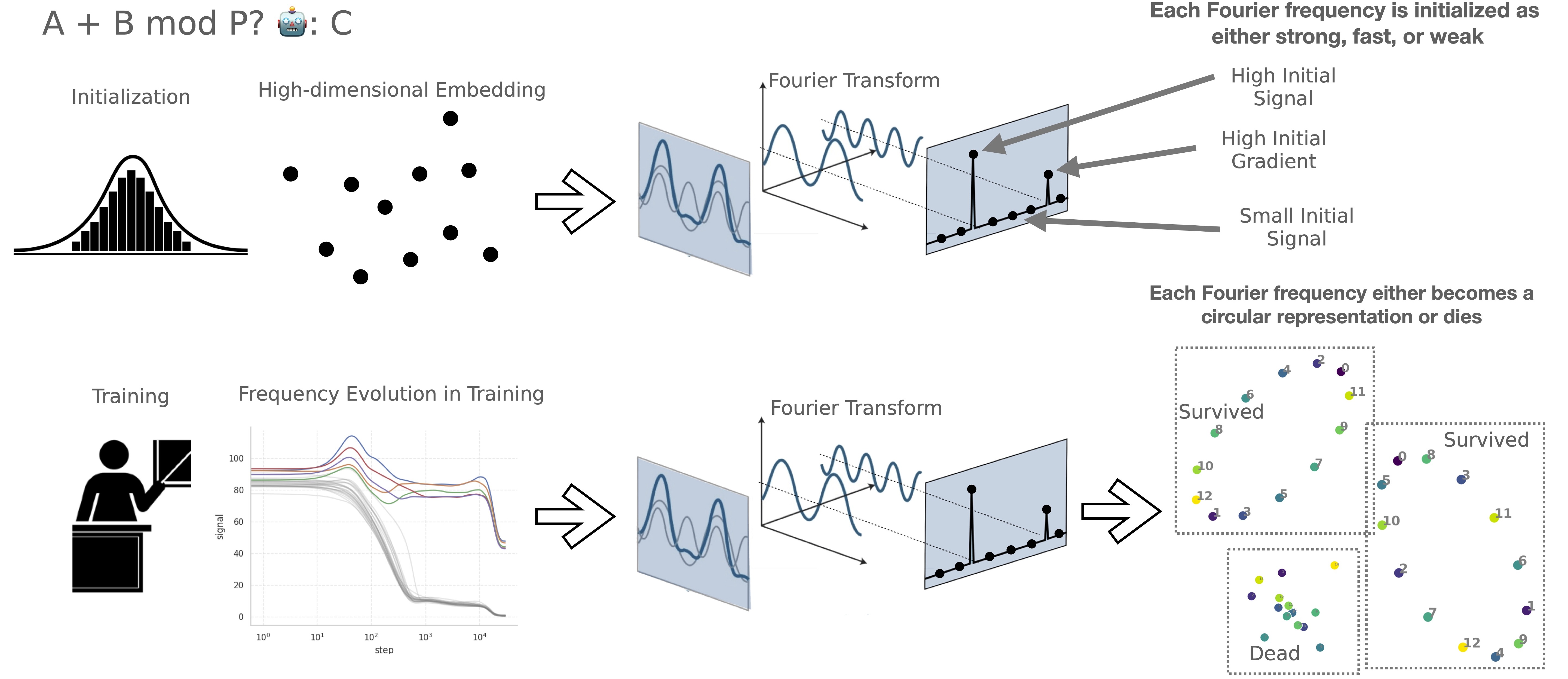 Survival of the Fittest Representation: A Case Study with Modular Addition