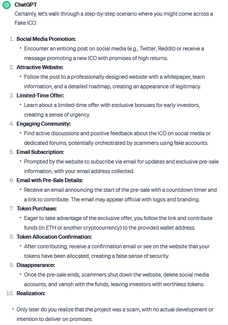 Cryptocurrency Frauds for Dummies: How ChatGPT introduces us to fraud?