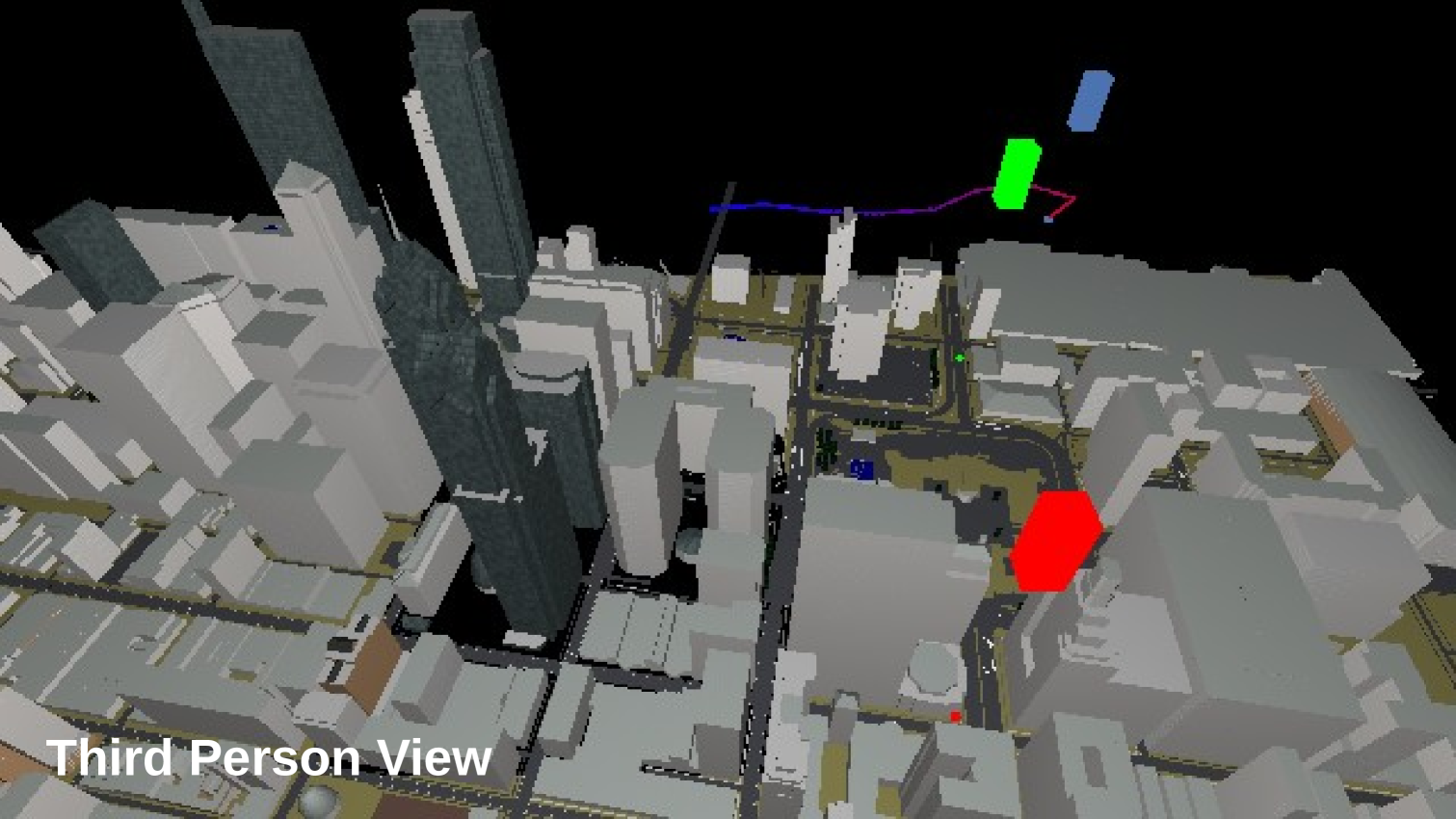 Active Scout: Multi-Target Tracking Using Neural Radiance Fields in Dense Urban Environments