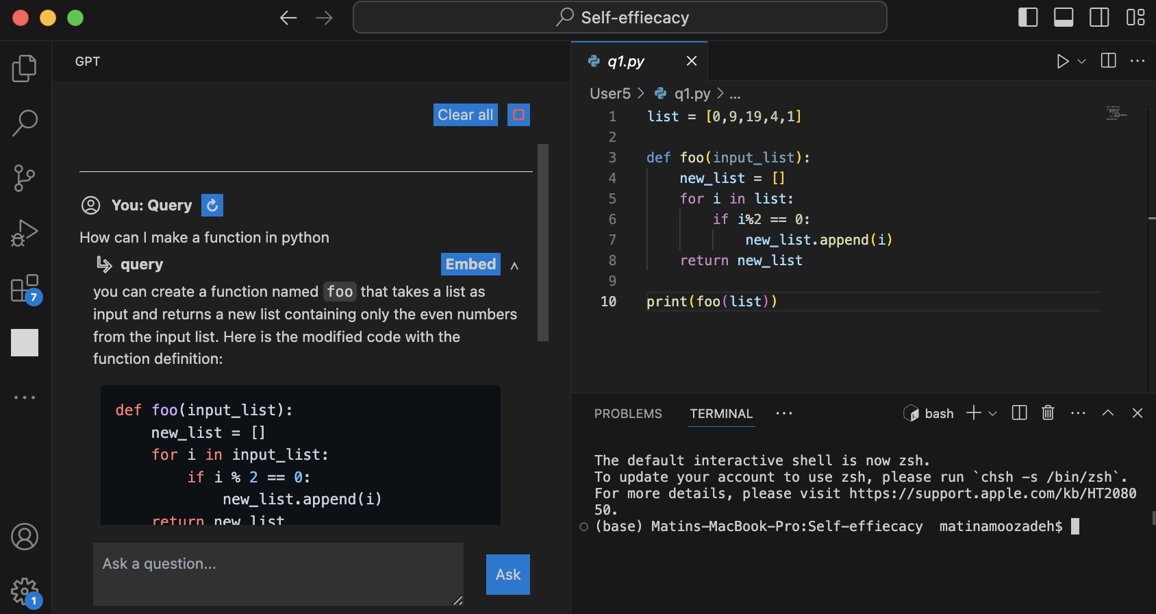 Student-AI Interaction: A Case Study of CS1 students