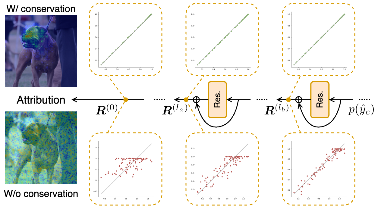 Layer-Wise Relevance Propagation with Conservation Property for ResNet