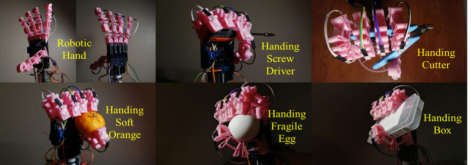 Grasping Force Control and Adaptation for a Cable-Driven Robotic Hand