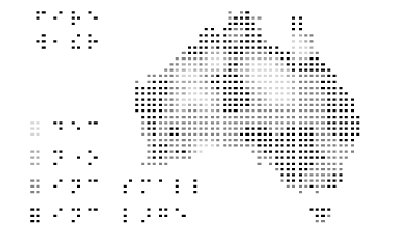 (f) is an isarithmic map of Australia graphing fire weather data. It has a braille title and four legend labels.