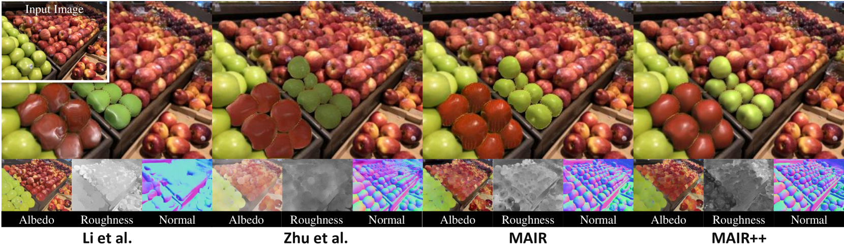 MAIR++: Improving Multi-view Attention Inverse Rendering with Implicit Lighting Representation