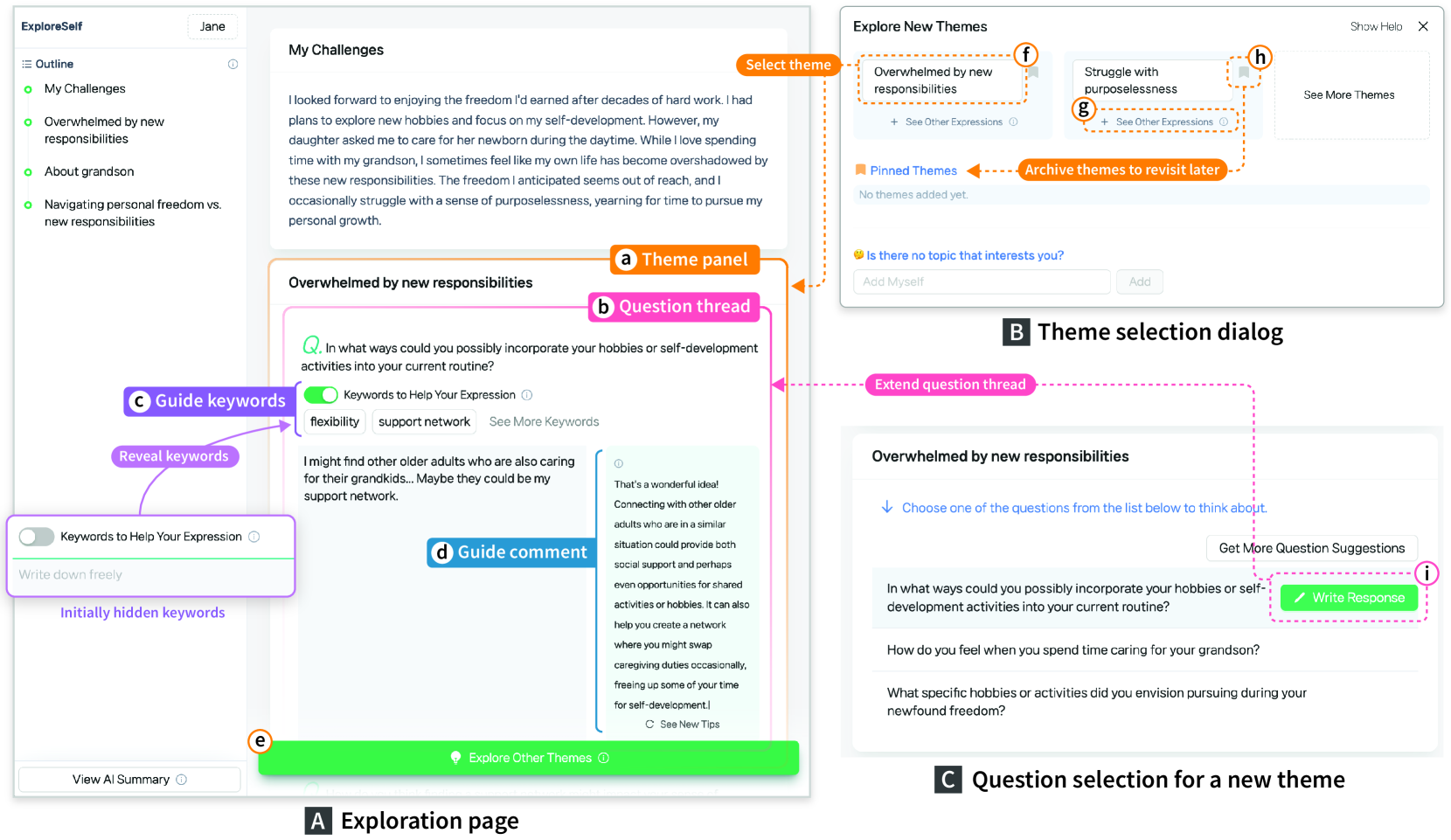 ExploreSelf: Fostering User-driven Exploration and Reflection on Personal Challenges with Adaptive Guidance by Large Language Models