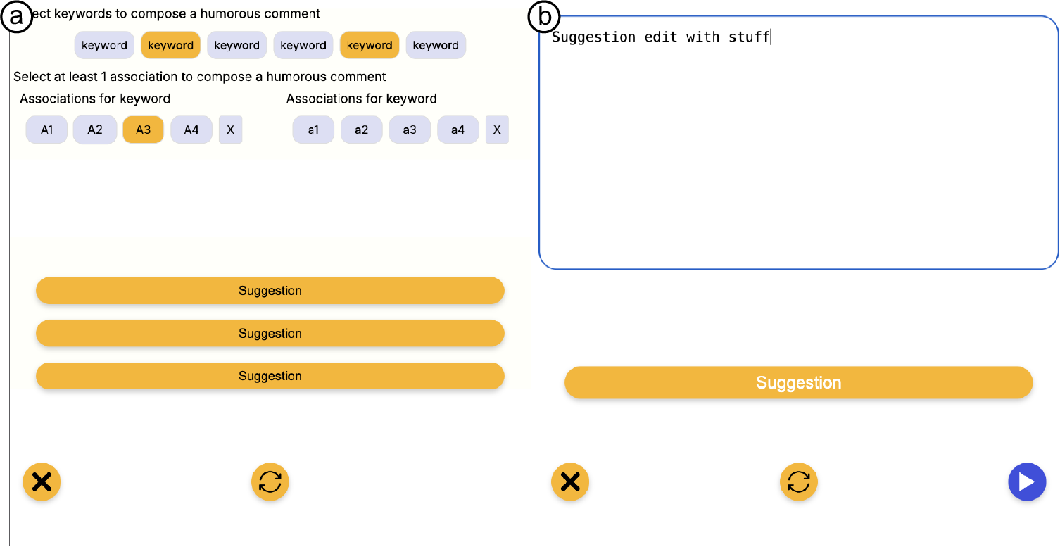 UI guidance approaches: On the left a) Wizard-style fully guided interface, on the right b) Generating and Tuning Suggestions