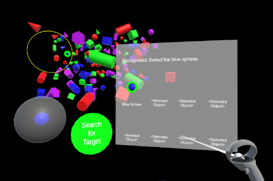 Low perplexity condition of AssistVR in the object selection user study.