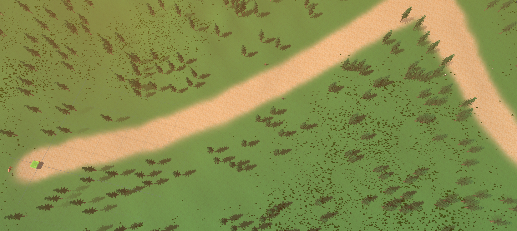 A view from above the virtual environment. The landscape is enshrouded in a blanket of orange smog.