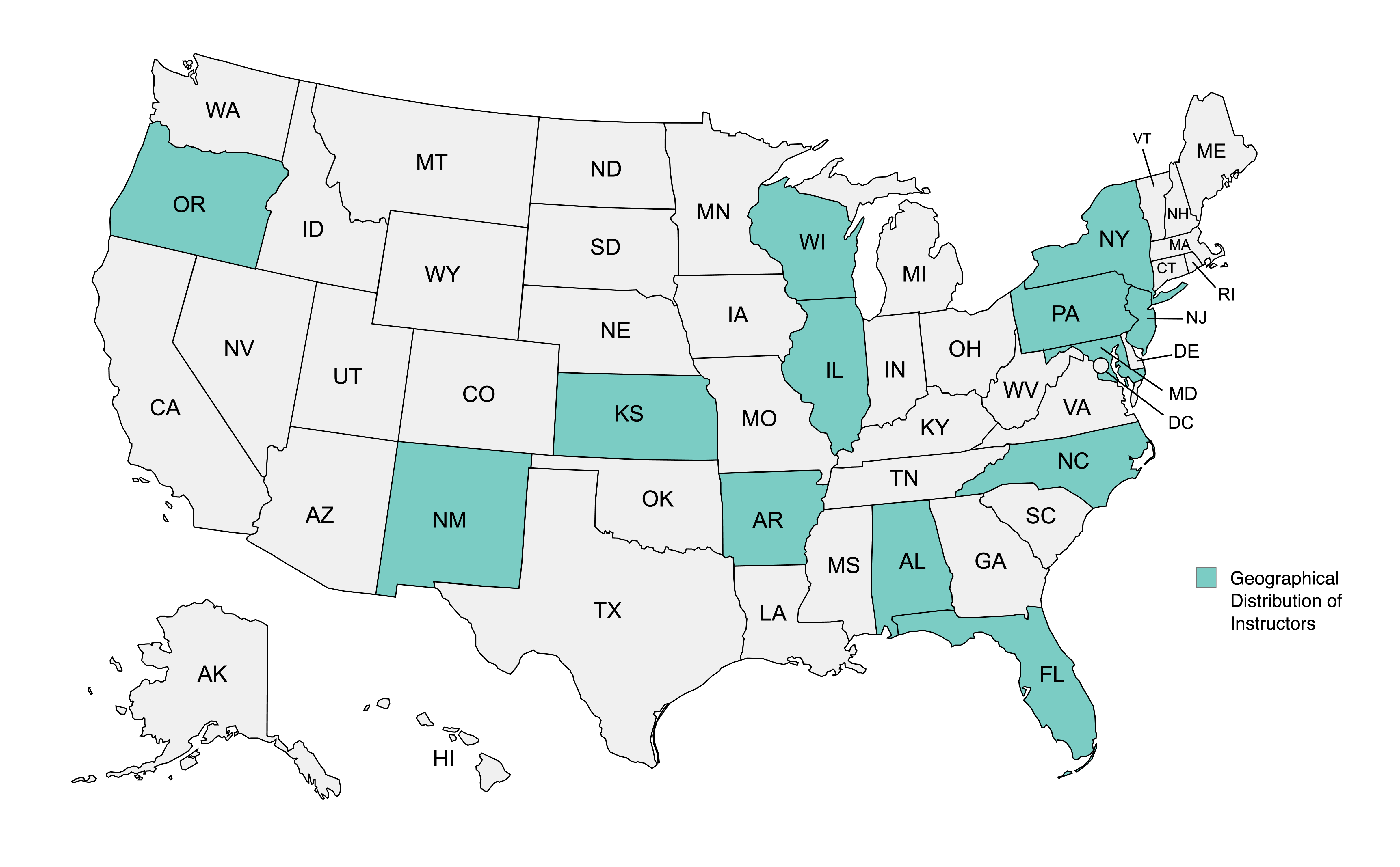 Географическое распределение преподавателей, участвовавших в исследовании, демонстрирует неоднородность охвата, выявляя потенциальные пробелы в доступе к определенным образовательным ресурсам или региональные особенности в составе педагогических кадров.