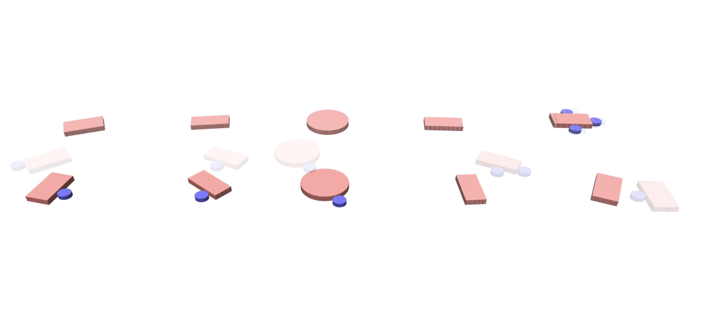 Multi-object manipulation experiments were conducted in MuJoCo using three distinct environments—Empty, Wall, and Slalom—each with increasing robot and object counts and visual cues to enhance clarity.
