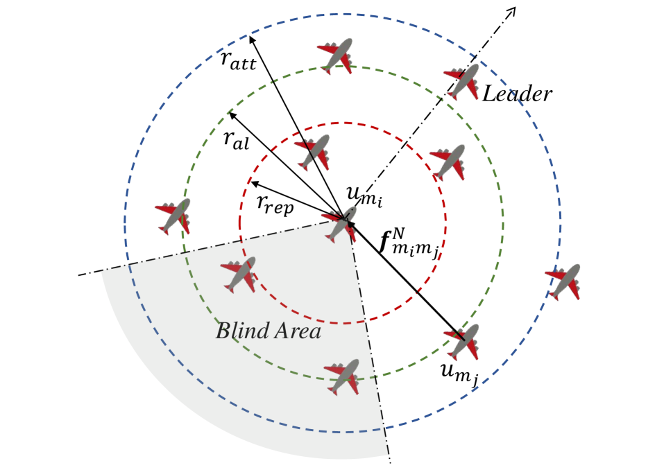 A model of neighbor interaction guides the formation control of a pigeon-like flock, enabling coordinated movement through local interactions.