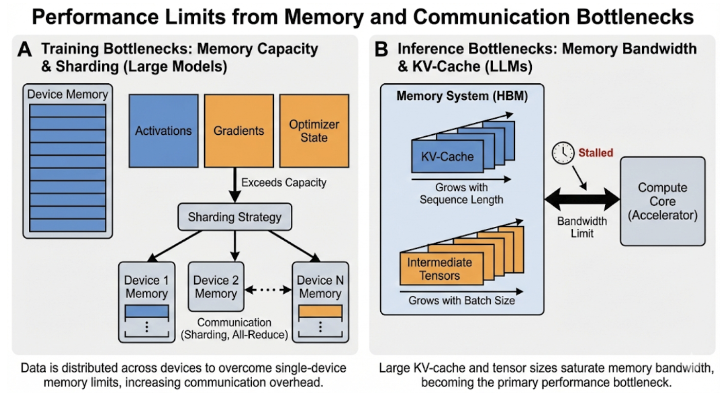 Узкие места в памяти и коммуникациях ограничивают общую производительность системы.