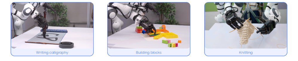 Демонстрируется возможность телеоператорского управления в задачах длительного, сложного захвата и двуручной манипуляции.