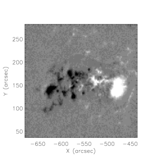 On May 21, 2001, analysis of Active Region 09643 using full-disk <span class="katex-eq" data-katex-display="false">H\alpha</span> and MDI magnetogram data reveals its magnetic field structure.