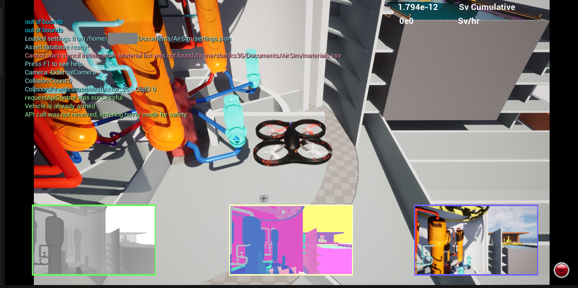 This demonstrates teleoperation of a drone within the Cosys Airsim environment.