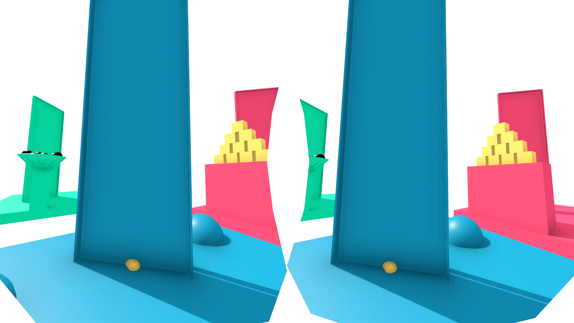 Тестовая сцена представлена без активированных порталов, что позволяет оценить базовое поведение системы в отсутствие дополнительных связей.