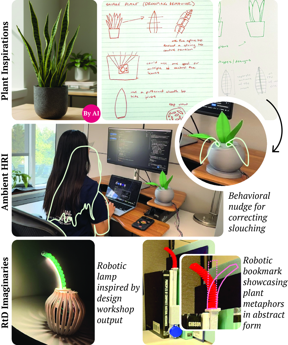 Through a Research-through-Design process, plant-inspired metaphors are translated into robotic prototypes and human-robot interaction concepts, demonstrating the potential to redefine interaction as ambient, gradual, and interpretive-shifting away from traditional, direct control paradigms.