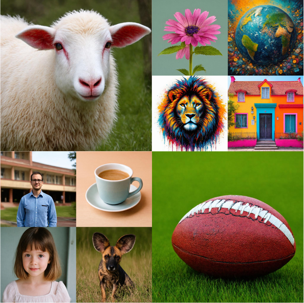 Метод DP-DMD позволяет генерировать изображения высокого качества <span class="katex-eq" data-katex-display="false">1024 \times 1024</span> с сохранением визуальной достоверности и глобальной согласованности всего за 4 шага инференса, используя дистилляцию из SD3.5-MEsseret al. (2024).