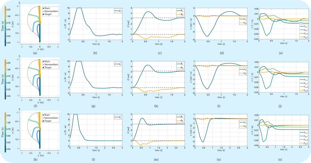 DC, Box-IDDP, and NMPC controllers successfully swing up the soft pendubot, demonstrating varying performance characteristics across different control strategies.