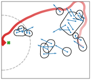 In a dense, dynamic crowd from the ETH-UCY dataset, HiCrowd efficiently navigates to the goal, demonstrating superior performance over baselines like ORCA, SARL, and CrowdAttn, which exhibit longer paths, freezing, or collisions.