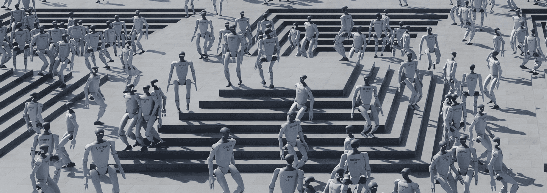 Isaac Lab enables the parallel training of thousands of robots in diverse environments to accelerate locomotion skill development.