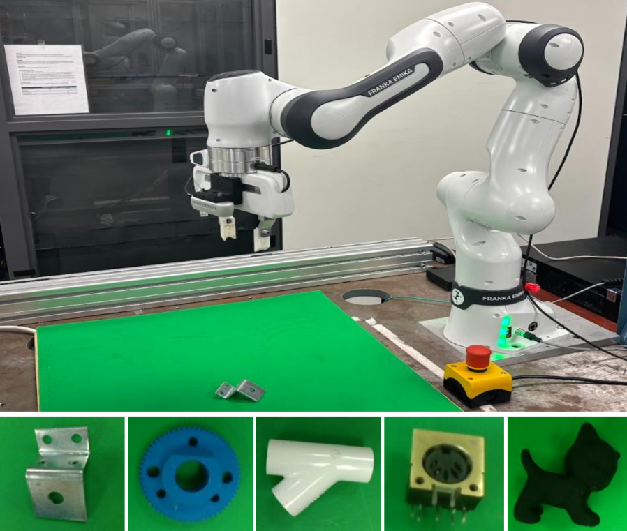 Экспериментальная установка включает в себя аппаратную платформу для визуального сервопривода и набор целевых объектов, используемых для оценки её работы.