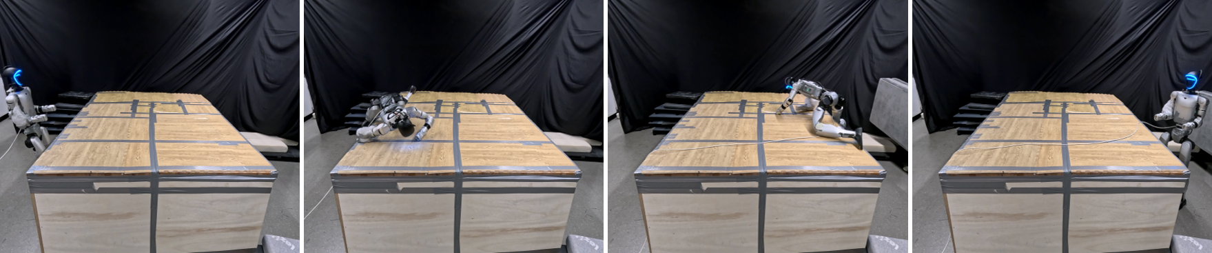 Experimental validation confirms the unified policy's real-world robustness in completing diverse routes demanding complex full-body coordination.