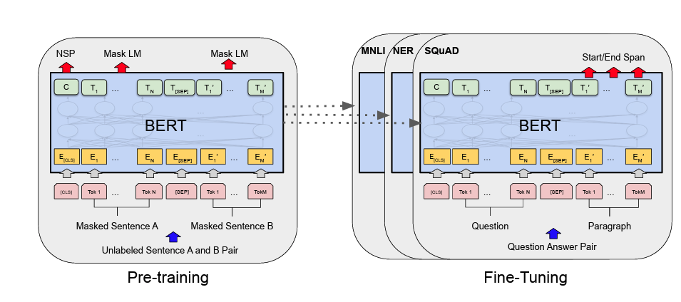 BERT utilizes a two-stage process of pre-training on unlabeled data followed by fine-tuning on task-specific labeled data [10].