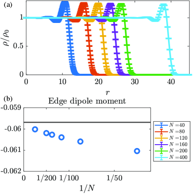 Анализ электронной плотности состояния Мура-Рида на дискообразной геометрии показал, что дипольный момент края обратно пропорционален числу электронов <span class="katex-eq" data-katex-display="false">\frac{1}{N}</span>, согласуясь с теоретическим предсказанием <span class="katex-eq" data-katex-display="false">-\frac{3}{16\pi}</span>.